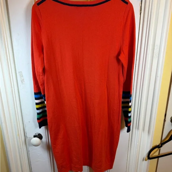 Boden Orange sweater Dress with Striped Sleeves UK 16, US 12 - Picture 6 of 14